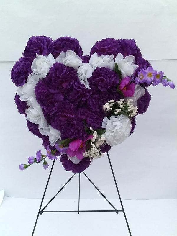 Artificial Cemetery Floral Heart on Stand (L)