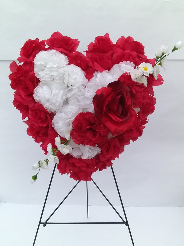 Artificial Cemetery Floral Heart on Stand (L)