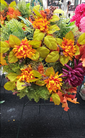 Cemetery Fall Wreath on Stand (M)
