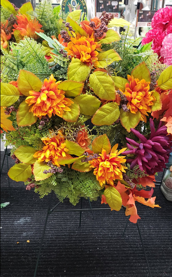 Cemetery Fall Wreath on Stand (M)