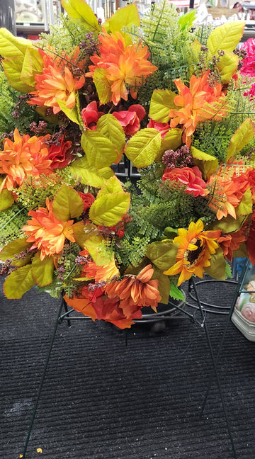 Cemetery Fall Wreath on Stand (L)