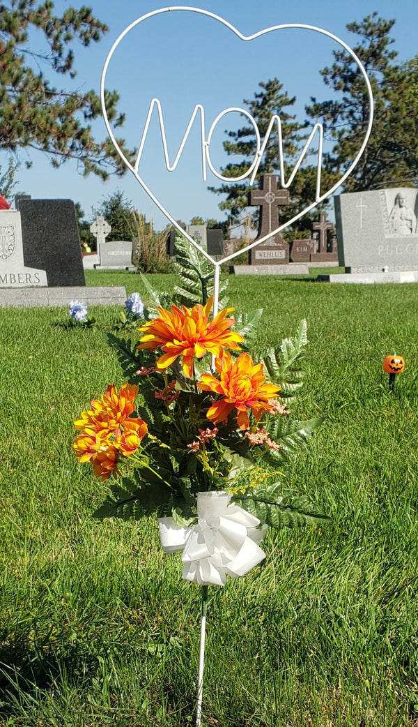 Cemetery Metal Heart Stake Fall