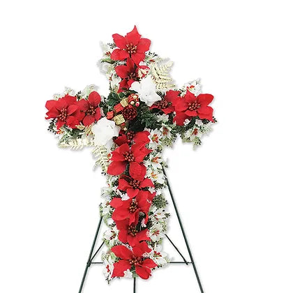 Cemetery Christmas Cross on Stand