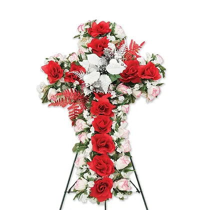 Cemetery Christmas Cross on Stand