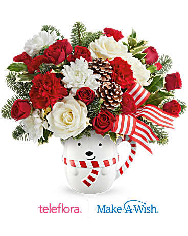 Teleflora Send a Hug Cozy Cub Wish Bouquet | Pesches Flowers & Garden ...