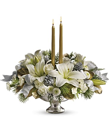 Teleflora Silver And Gold Centerpiece