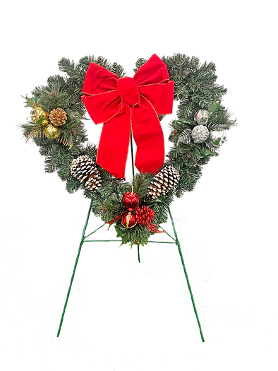 Cemetery Artificial 18" Heart Wreath on Stand