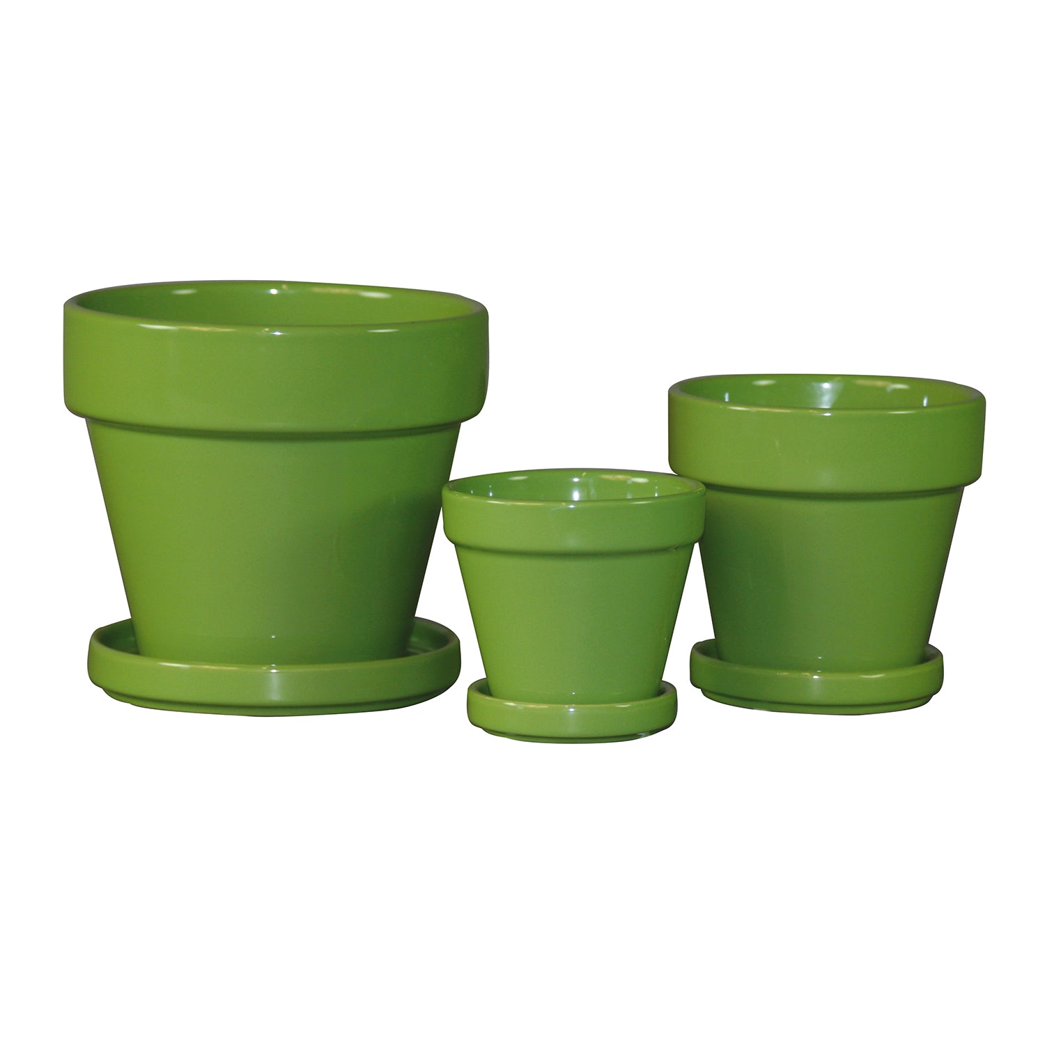 green ceramic planter saucer Standard Pot Saucer Attached: Green Apple