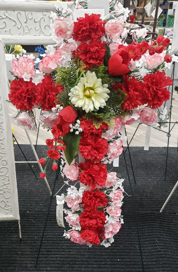 Cemetery Floral Cross on Stand (M)