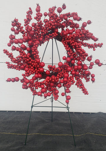 Cemetery Artificial Wreath 16" Berry Crabapple on Stand