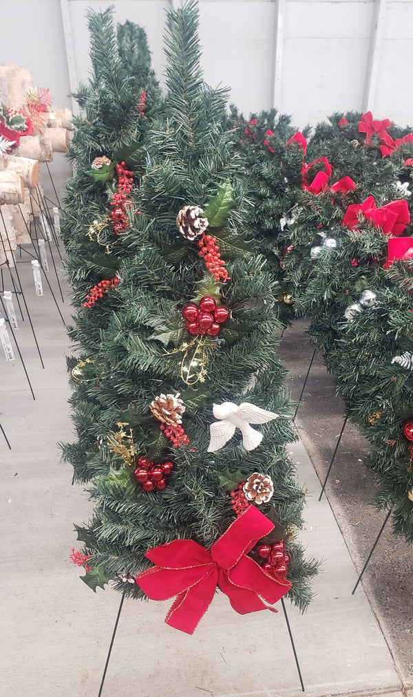 Cemetery Artificial Half-Tree 36" Dove/Cone on Stand