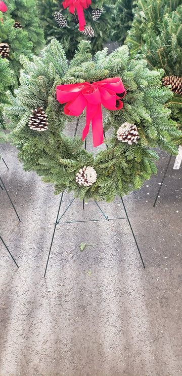 Cemetery Fresh Noble Wreath on Stand