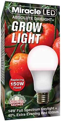 led grow light bulb full spectrum Miracle LED Absolute Daylight Plus Red Spectrum 4W Grow Light