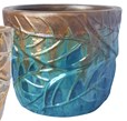 Leaf Planter: Matte Honey on Blue Green Glaze