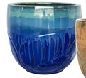 Giant Leaf Planter: Blue Green on Light Blue Glaze