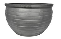 Techno Pattern Bowl Planter: Matte Black