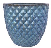 Diamond Pattern Egg Shape Planter: Ultra Marine Glaze
