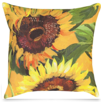 Painted Sunflower Outdoor Pillow 18x18in