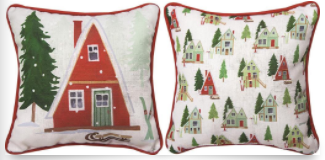 Alpine Cabin Pillow 12x12in