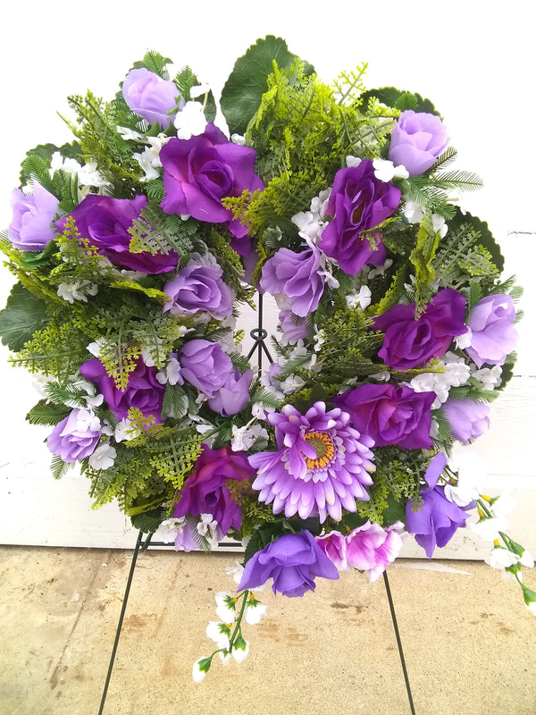 Artificial Cemetery Floral Wreath on Stand (L)