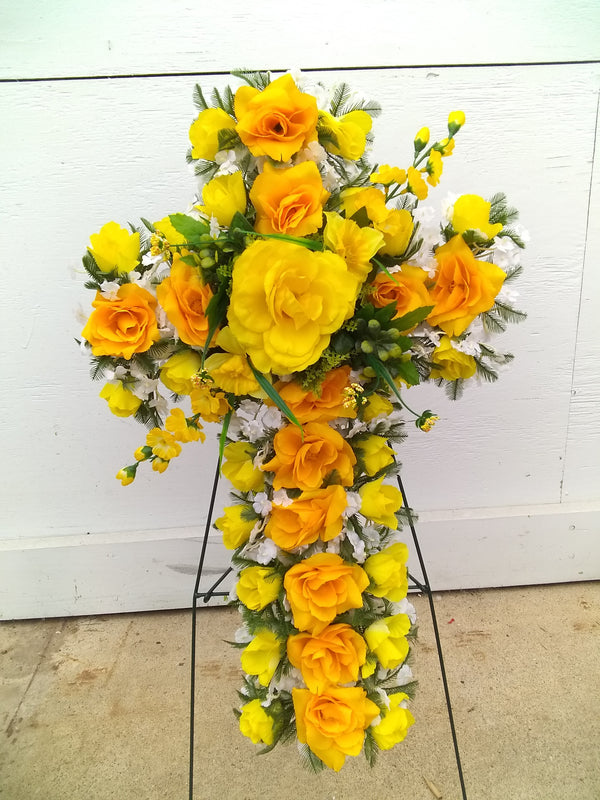 Cemetery Floral Cross on Stand (L)