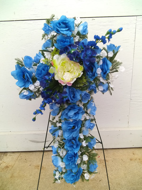 Cemetery Floral Cross on Stand (L)
