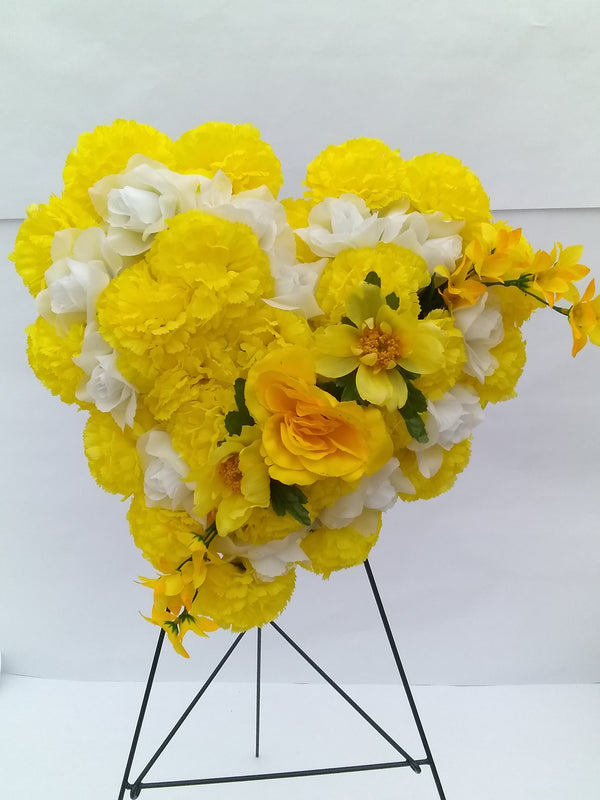 Artificial Cemetery Floral Heart on Stand (L)