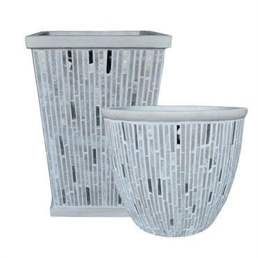 grey wicker plant pots outdoor Mosaic Cana Cement Pottery