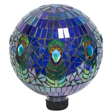 GAZING GLOBE 10" Mosaic Peacock