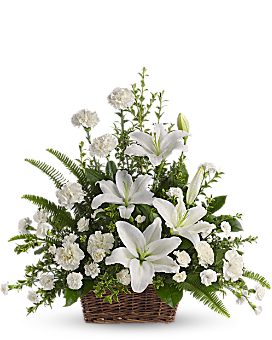 Teleflora Peaceful White Lilies Basket