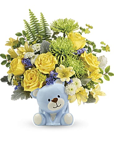 Teleflora Joyful Blue Bear Bouquet