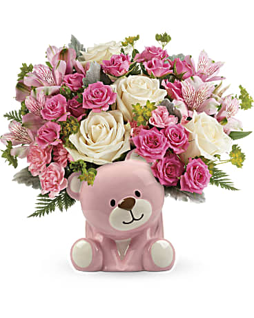 Teleflora Precious Pink Bear Bouquet